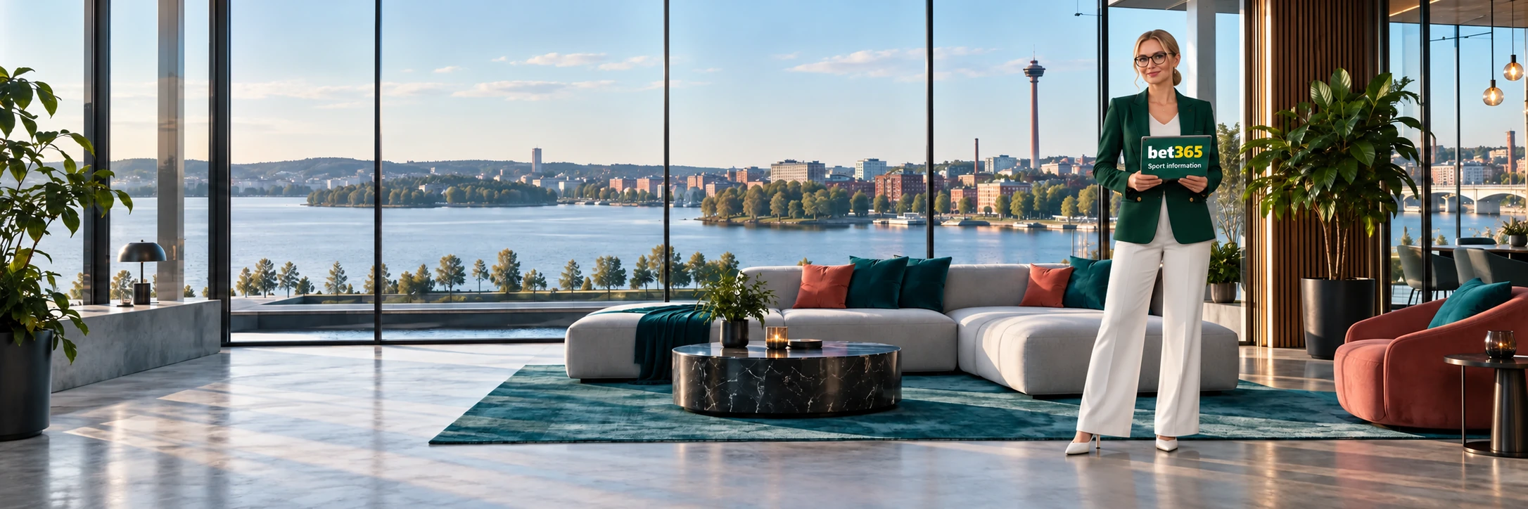 bet365 visitor in a lakeside lounge