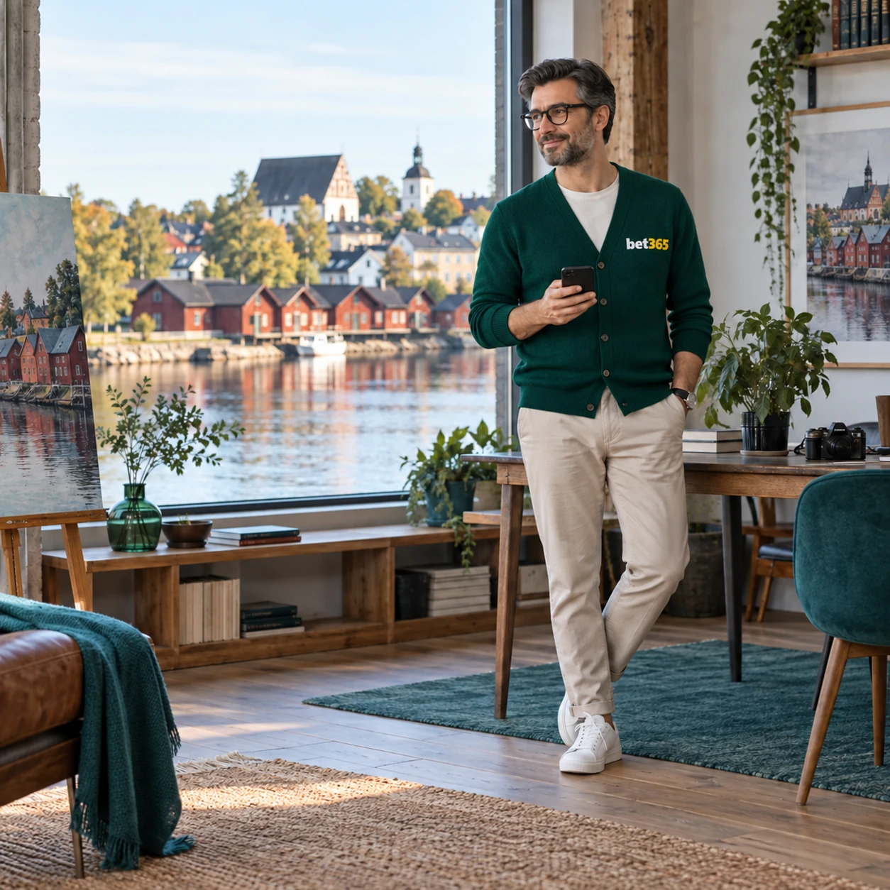 bet365 visitor in a riverside lounge